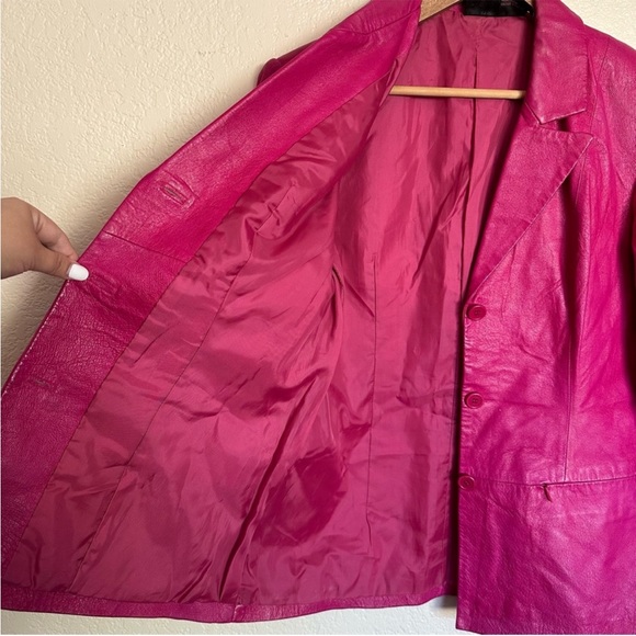 🩷Hot Pink Fuchsia Leather Blazer - Picture 5 of 15